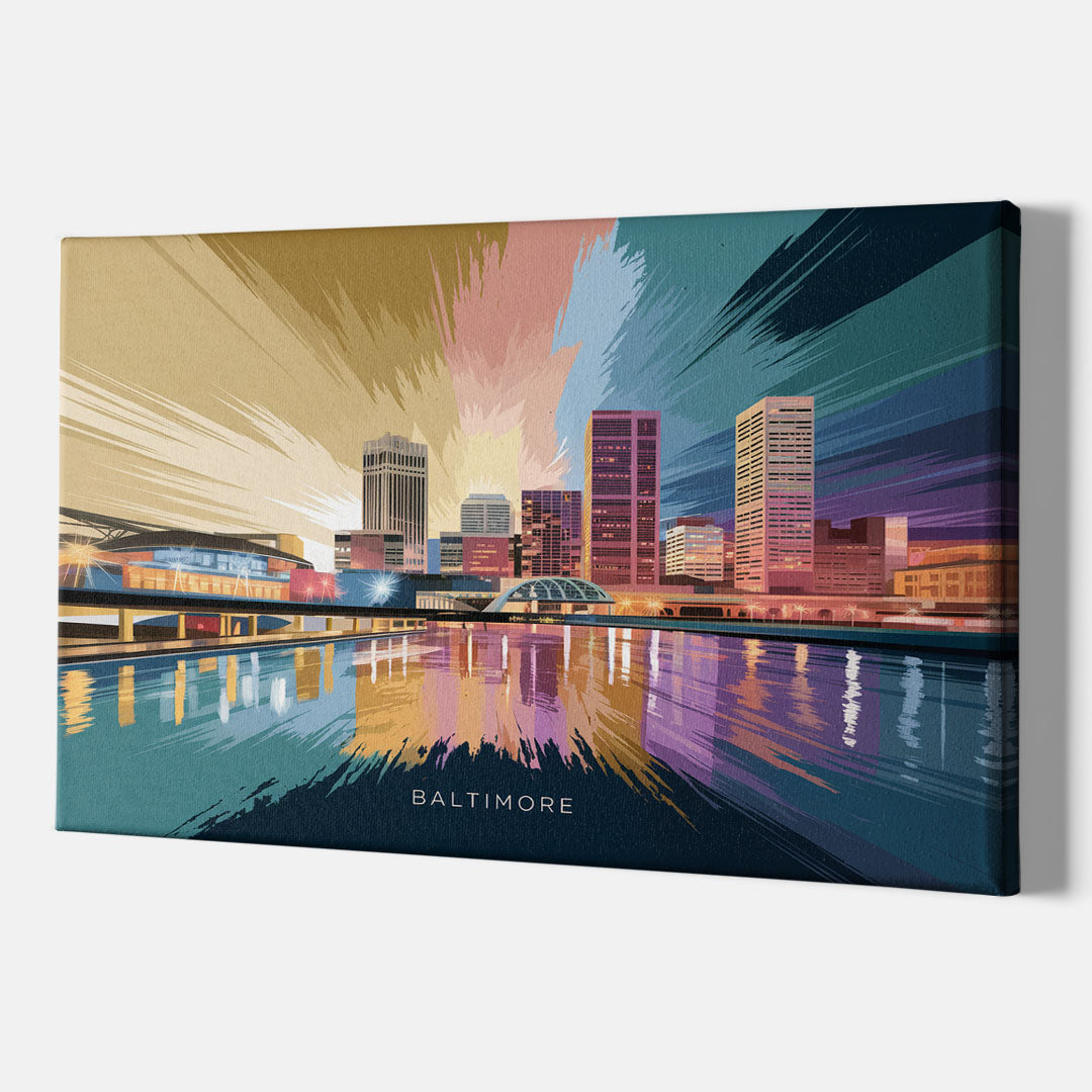 Baltimore Iconic Skyline - Canvas Wall Art Indoor