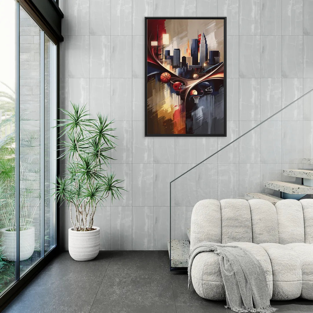 Cleveland Sports Team Spirit - Living Room Black Frame Canvas