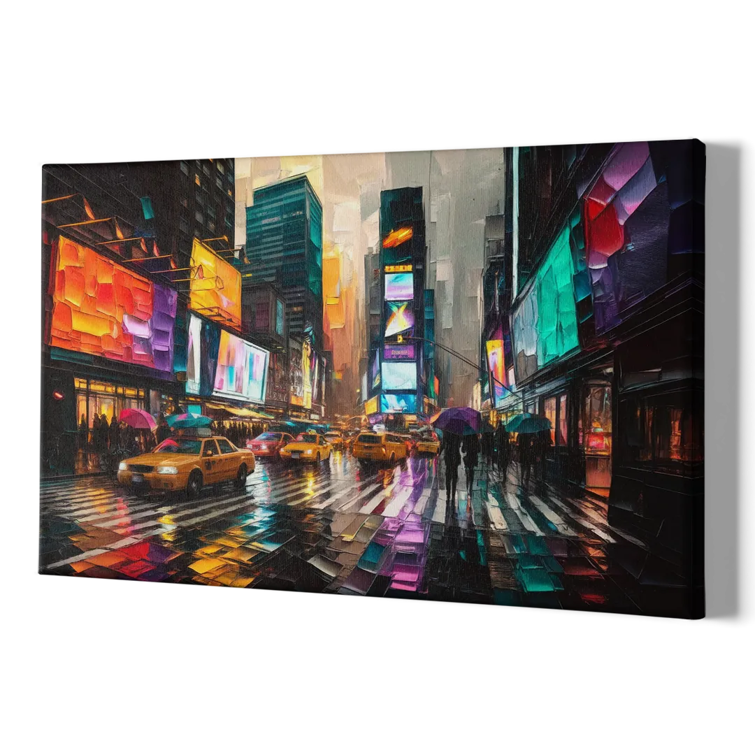 New York City Vibrant Street Scenes - Canvas Print Art Sides
