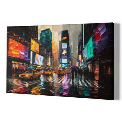 New York City Vibrant Street Scenes - Canvas Print Art Sides