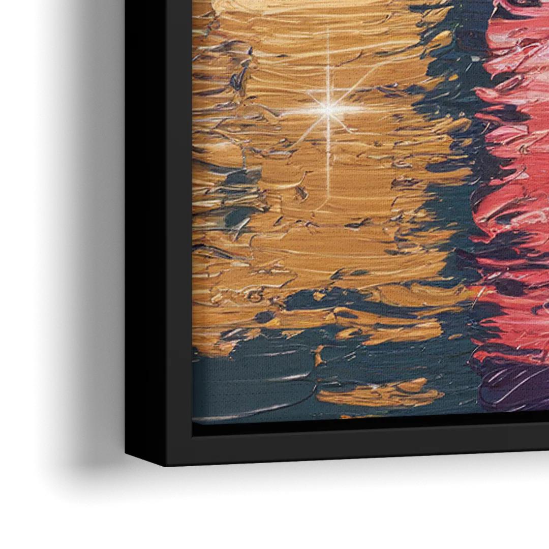Chicago Skyline Reflections - Close-Up Black Frame Canvas