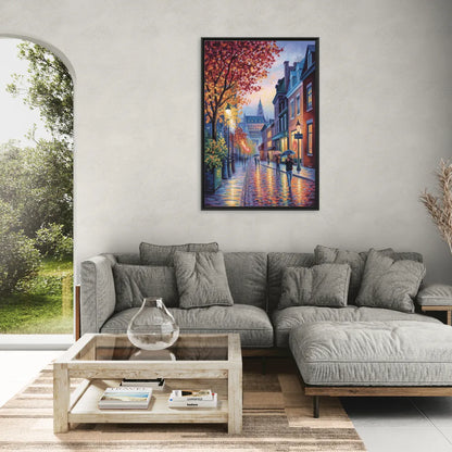 Quebec City in Autumn - Living Room Black Frame Canvas