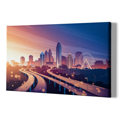 Atlanta Aerial City View - Canvas Print Art Sides