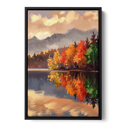 Lake Placid Scenic Reflections - Black Frame Canvas