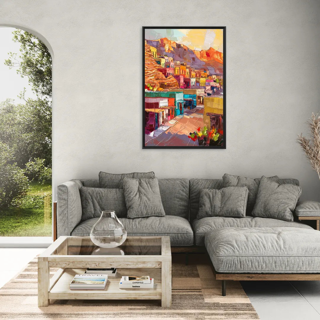 Bisbee Vibrant Skyline - Living Room Black Frame Canvas