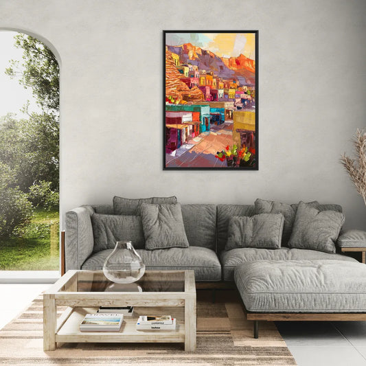 Bisbee Vibrant Skyline - Living Room Black Frame Canvas