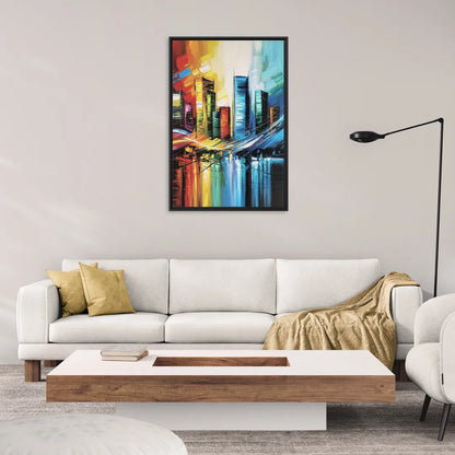 Houston Urban Energy - Living Room Black Frame Canvas