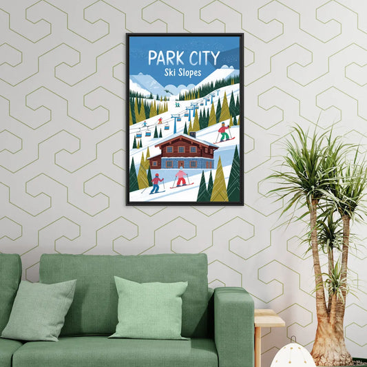 Park City Ski Slopes - Living Room Black Frame Canvas