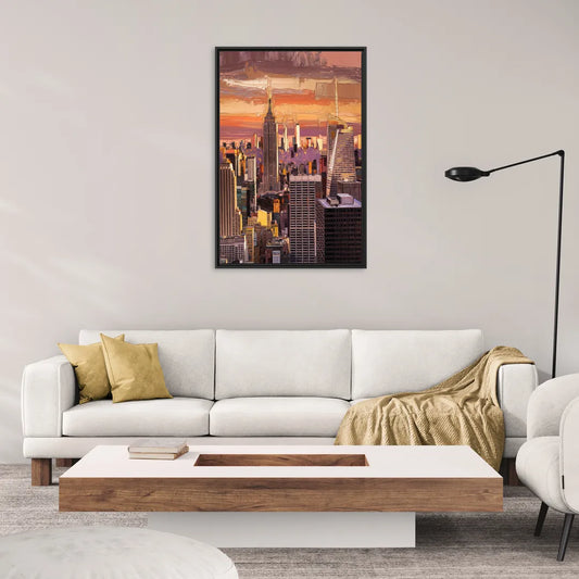 New York City Midtown Skyline - Living Room Black Frame Canvas