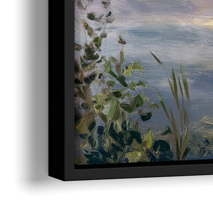 New Hope Waterfront Serenity - Close-Up Black Frame Canvas