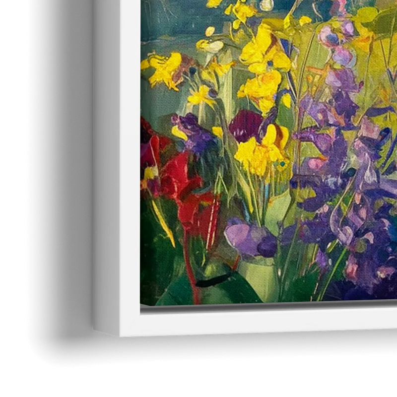 Breckenridge Summer Wildflowers - Close-Up White Frame Canvas