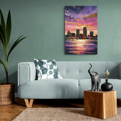 Mobile Skyline Sunset - Canvas Wall Art Living Room