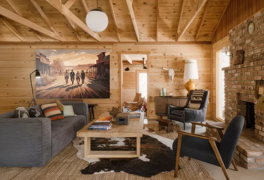 Farmhouse living room cowboy wall art