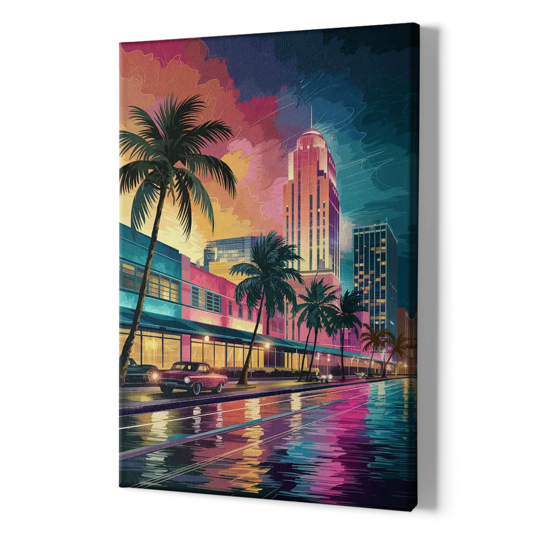 Miami Vibrant Colors - Canvas Print Art Sides