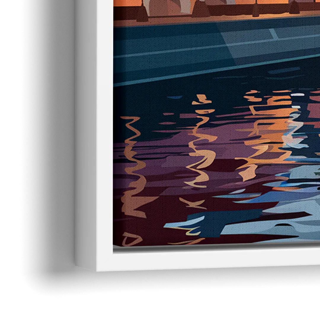 St. Petersburg Waterfront Sunset - Close-Up White Frame Canvas
