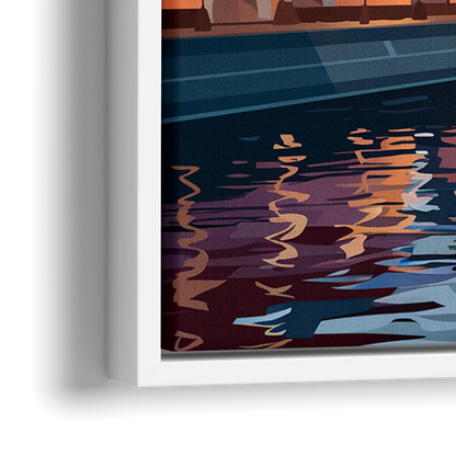 St. Petersburg Waterfront Sunset - Close-Up White Frame Canvas