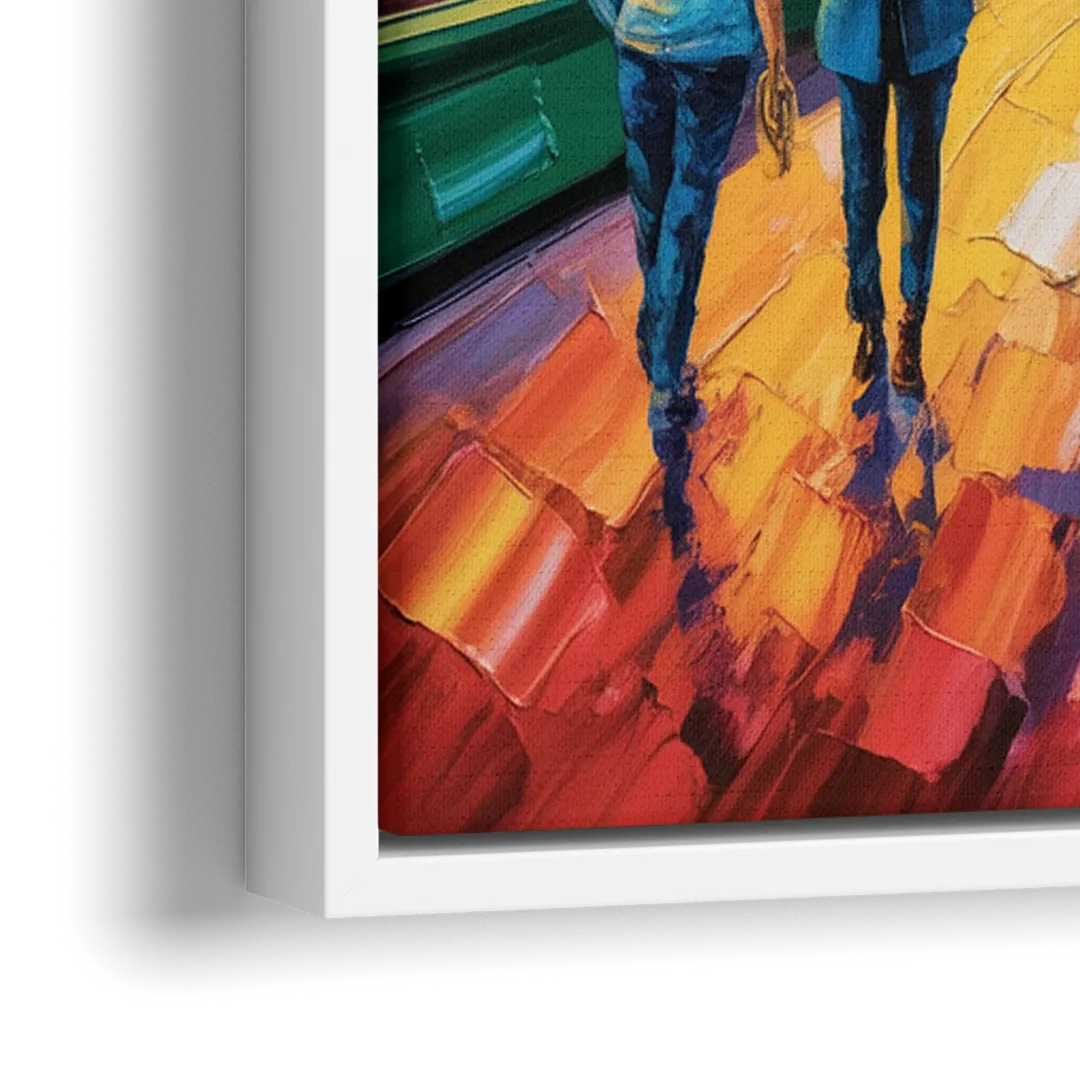 Robson Street Vancouver - Close-Up White Frame Canvas