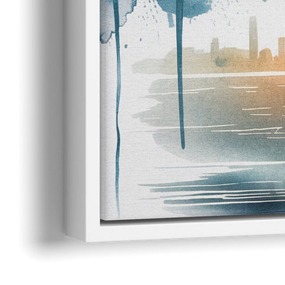 Sacramento Skyline Sunset - Close-Up White Frame Canvas
