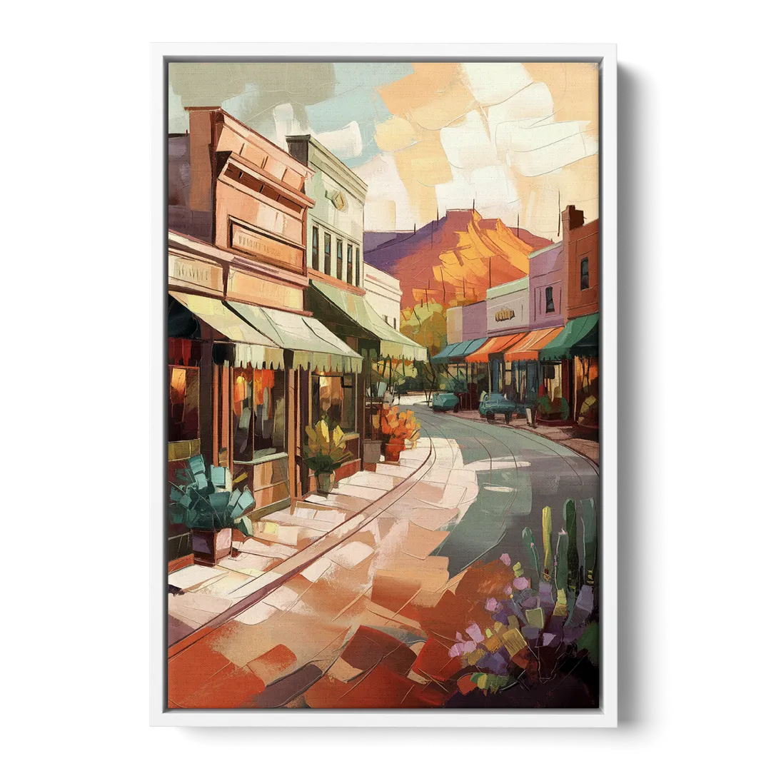Bisbee Historic Streetscape - White Frame Canvas