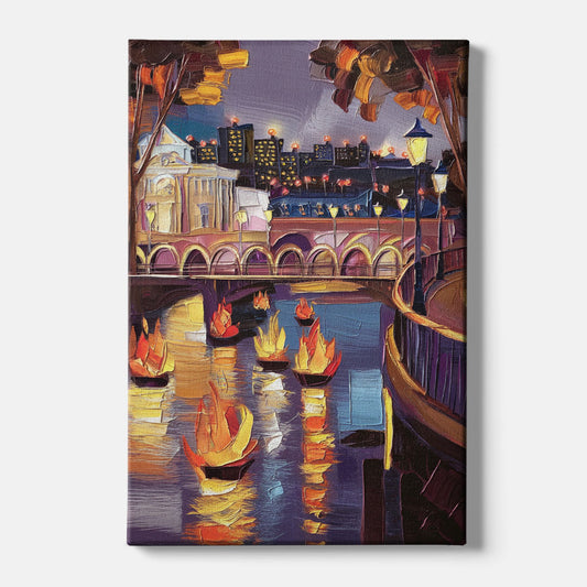 Providence Waterfire Glow - Canvas Wall Art