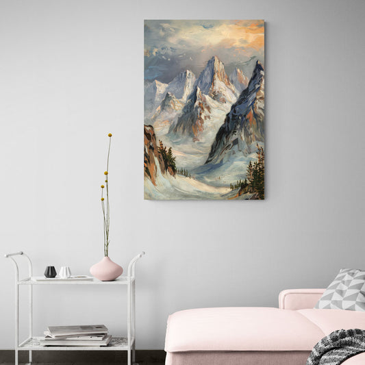 Anchorage Snowy Peaks - Canvas Wall Art Living Room