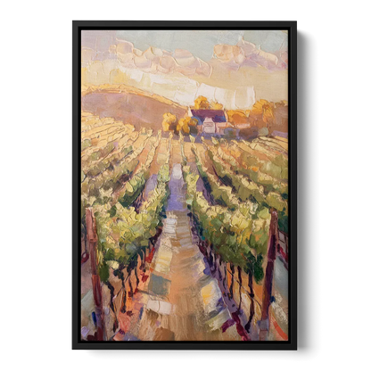 Traverse City Vineyard Scenery - Black Frame Canvas