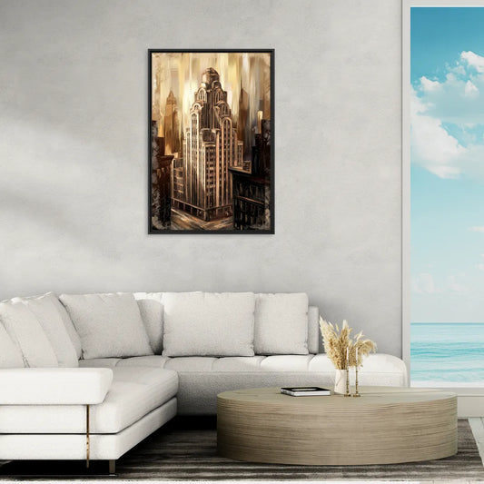 New York City Historic Architecture - Living Room Black Frame Canvas