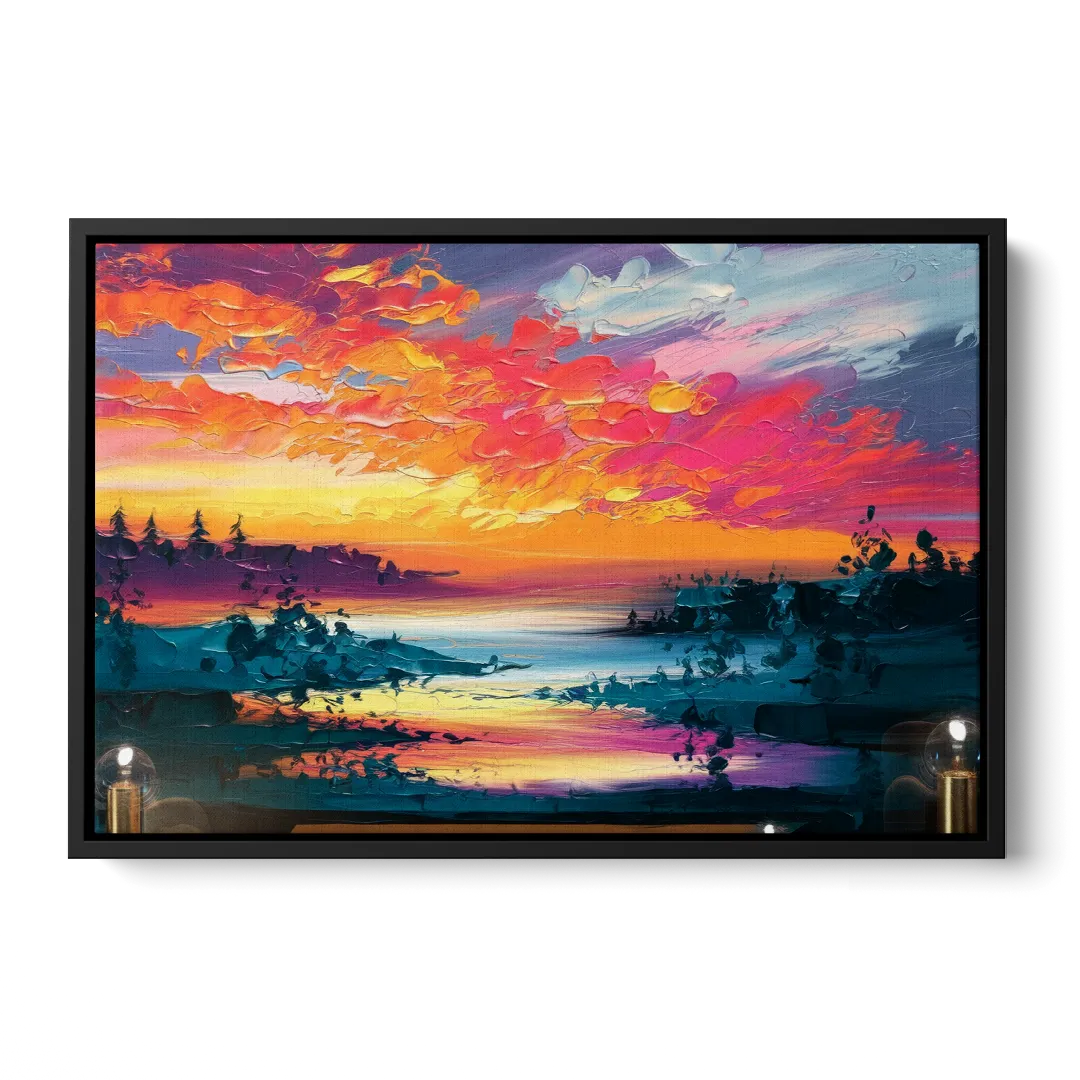 Mckinney Vibrant Sunset - Black Frame Canvas