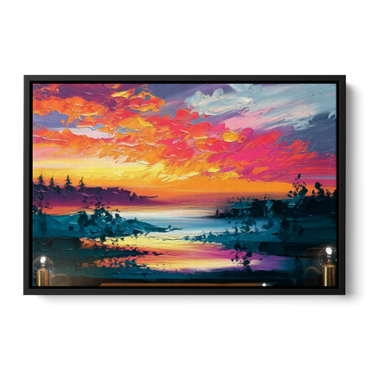 Mckinney Vibrant Sunset - Black Frame Canvas