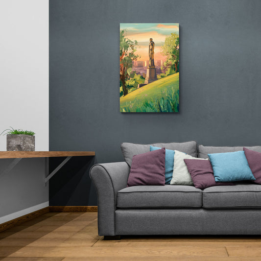 Birmingham Vulcan Statue View - Canvas Wall Art Living Room
