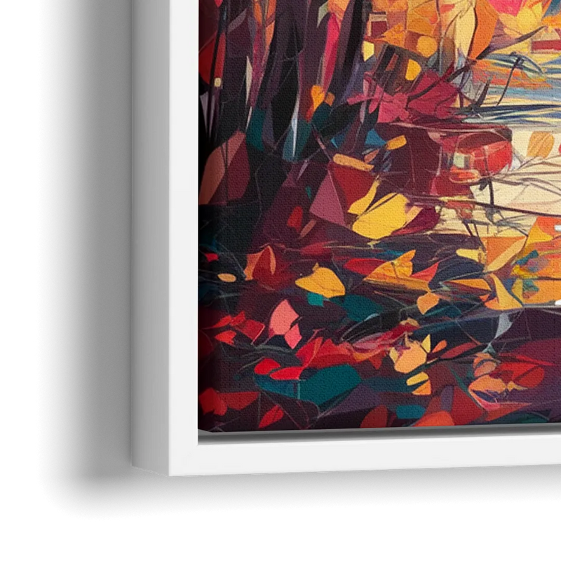 Lake Placid Autumn Splendor - Close-Up White Frame Canvas