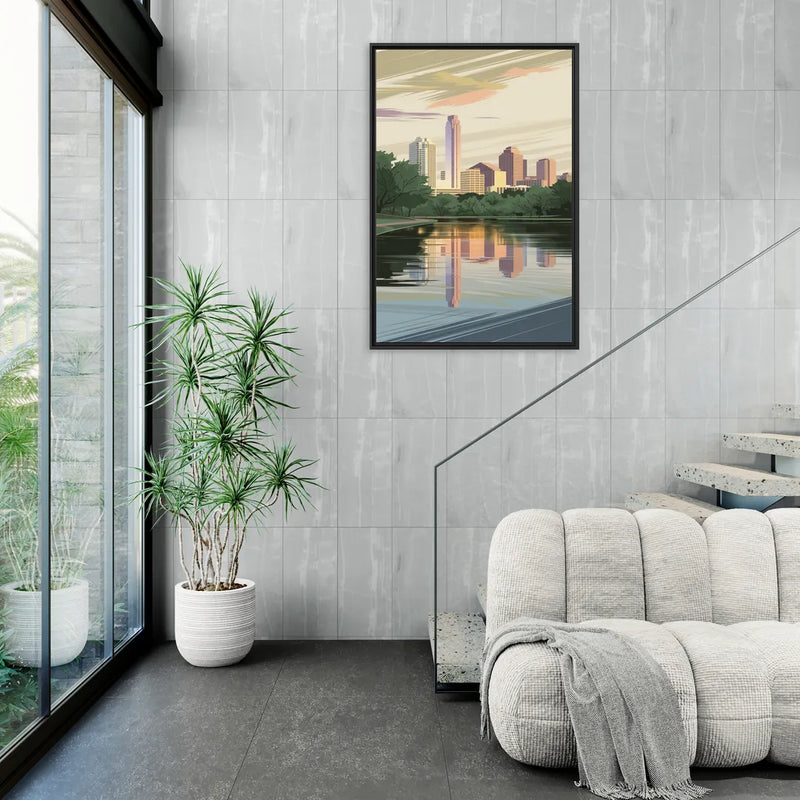 Austin Zilker Park Views - Living Room Black Frame Canvas