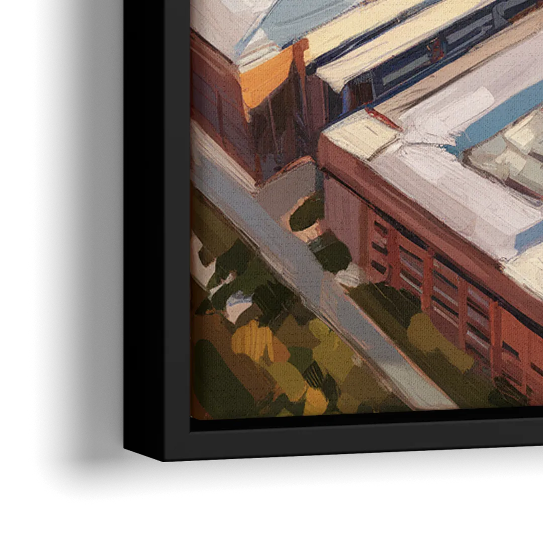 Cincinnati University Campus Highlights - Close-Up Black Frame Canvas