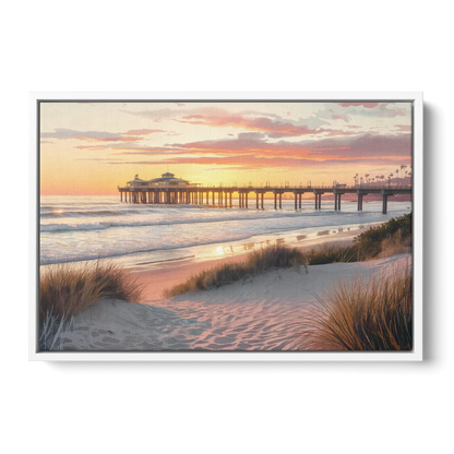 Huntington Beach Coastal Vibes - White Frame Canvas