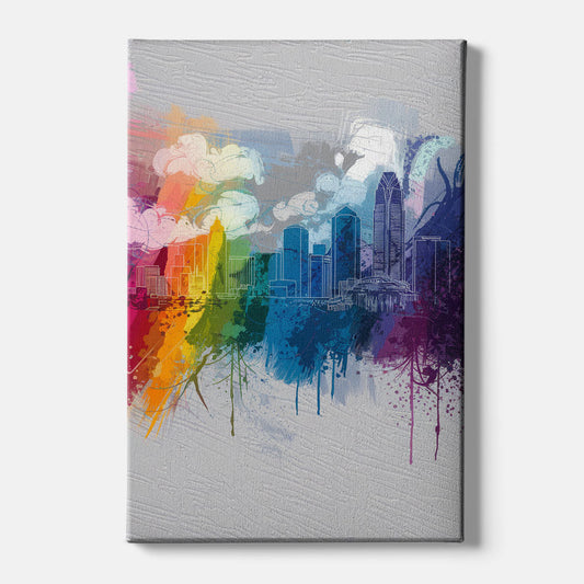 Charlotte Skyline Abstract Design - Canvas Wall Art