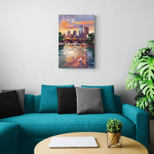 Minneapolis Scenic Riverfront - Canvas Wall Art Living Room