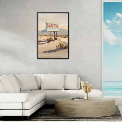 Marfa Iconic Sign - Living Room Black Frame Canvas