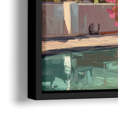 Palm Springs Sunlit Landscape - Close-Up Black Frame Canvas