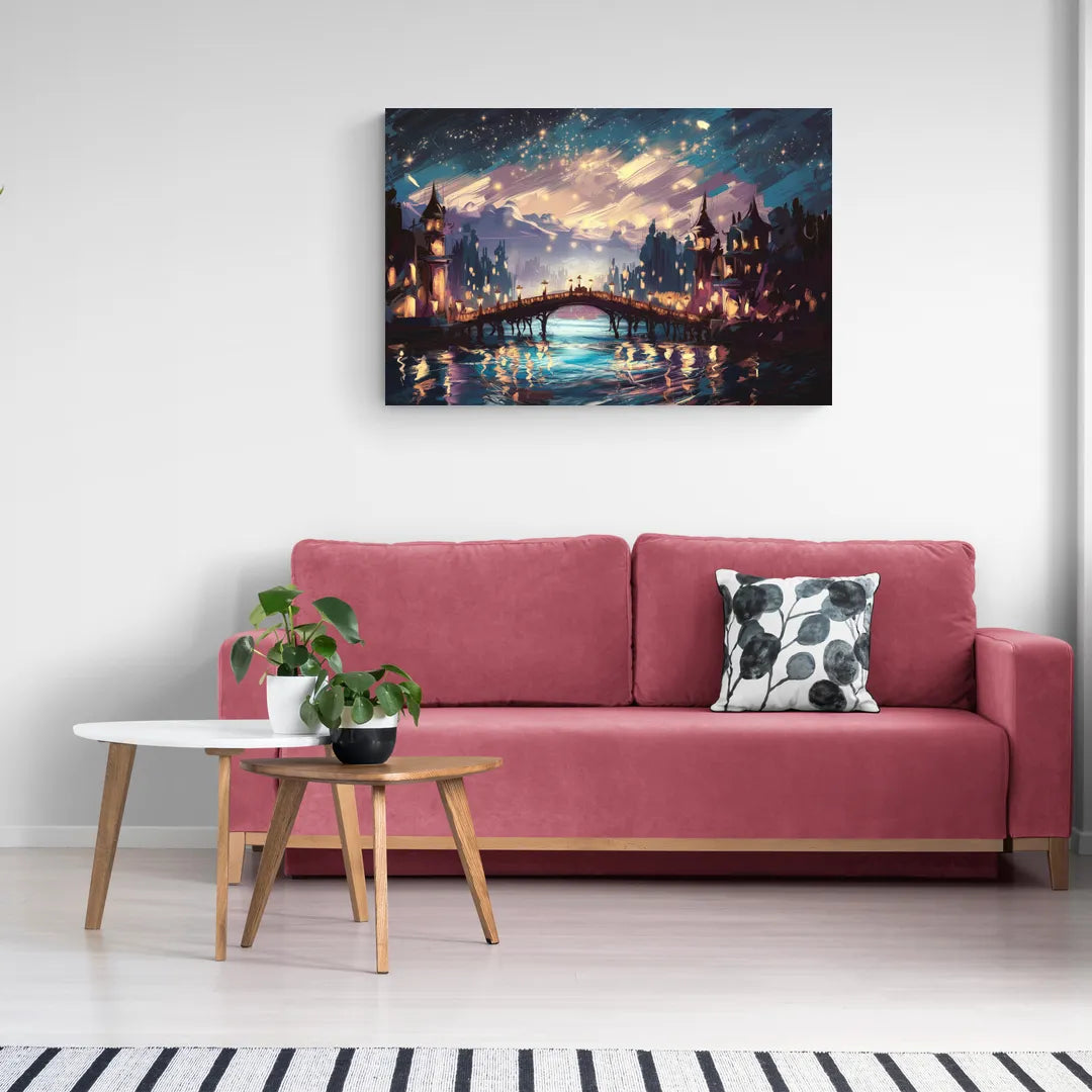 Mobile Nightscape Glow - Canvas Wall Art Living Room