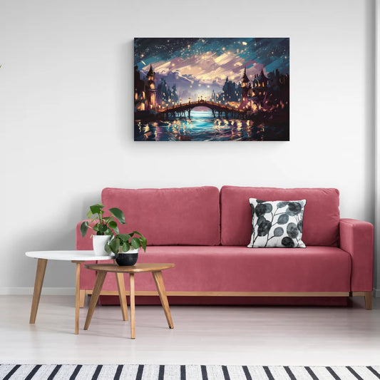 Mobile Nightscape Glow - Canvas Wall Art Living Room