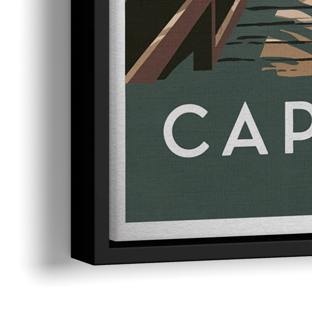 Cape May Boardwalk Views - Close-Up Black Frame Canvas