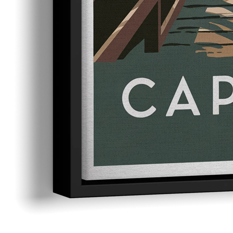 Cape May Boardwalk Views - Close-Up Black Frame Canvas