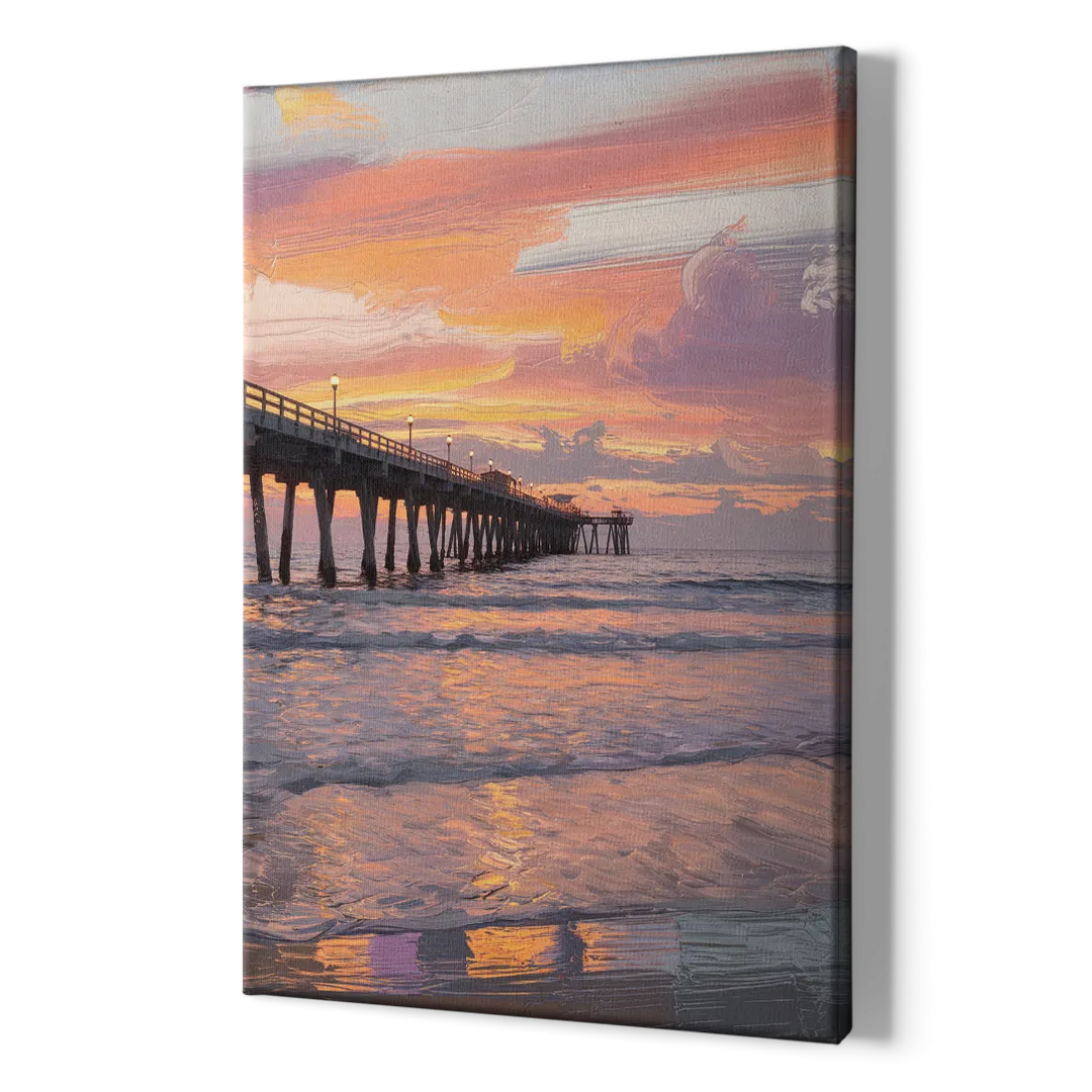 Myrtle Beach Pier at Sunset - Canvas Print Art Sides