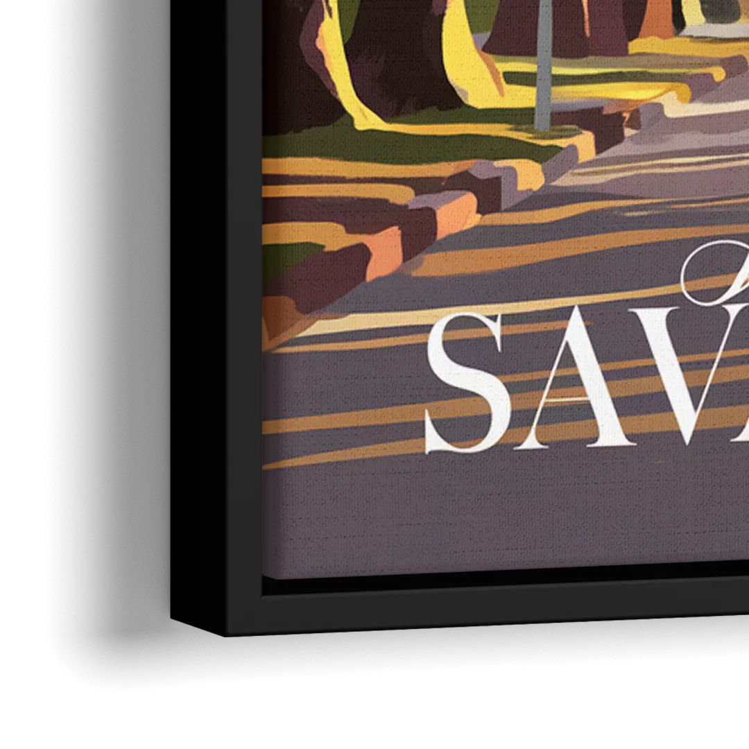 Savannah Spanish Moss Streets - Close-Up Black Frame Canvas