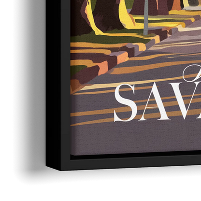 Savannah Spanish Moss Streets - Close-Up Black Frame Canvas