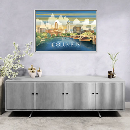 Columbus Urban Charm - Living Room White Frame Canvas