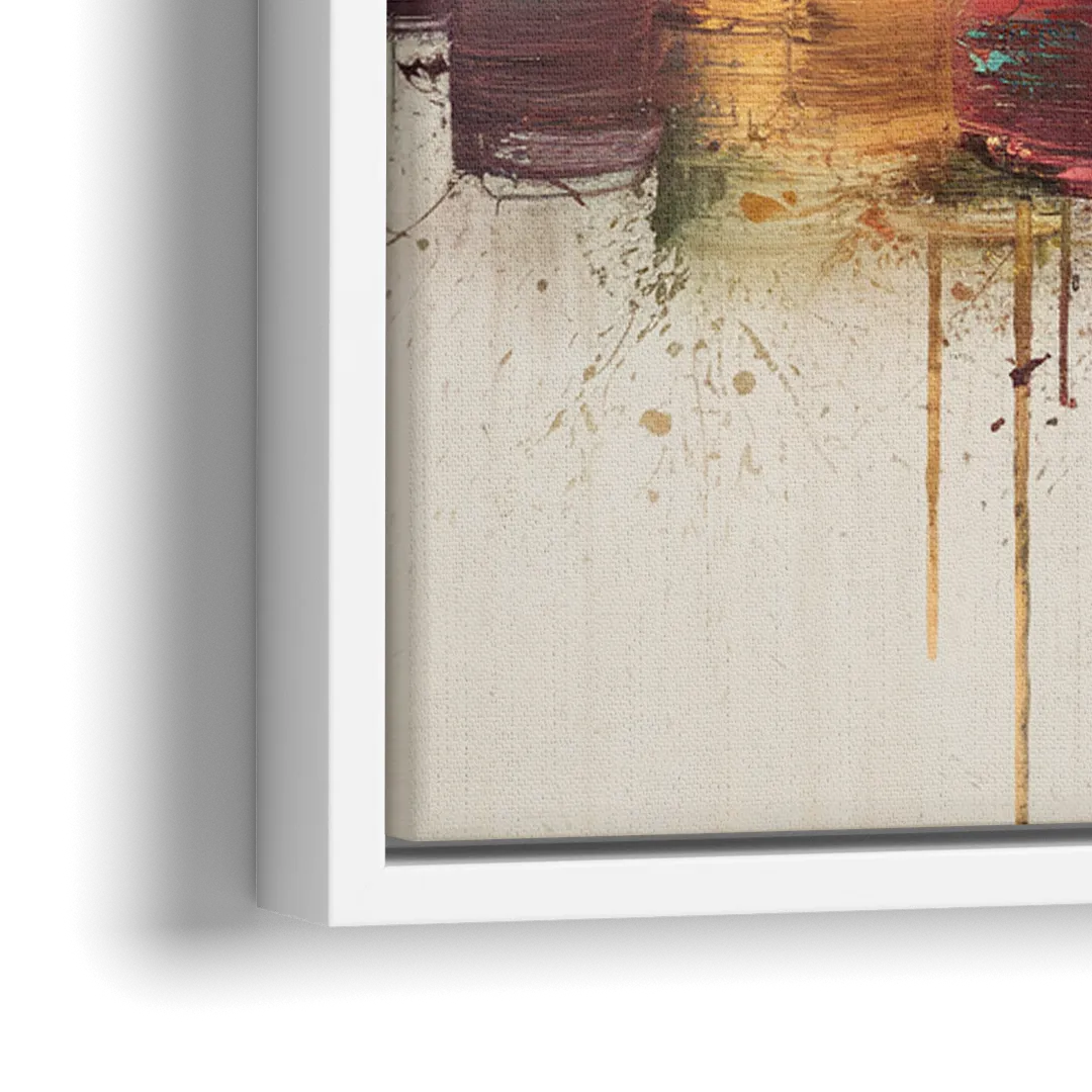 Detroit Skyline Silhouette - Close-Up White Frame Canvas