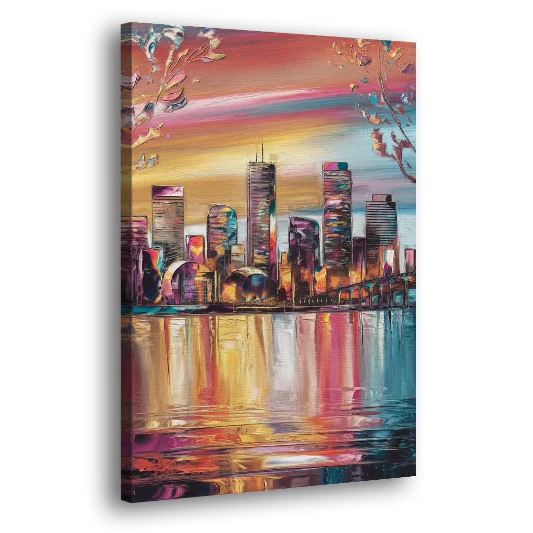 Boston Iconic Skyline Silhouette - Canvas Print Art Sides