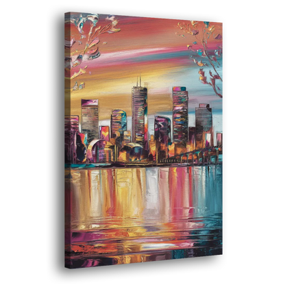 Boston Iconic Skyline Silhouette - Canvas Print Art Sides