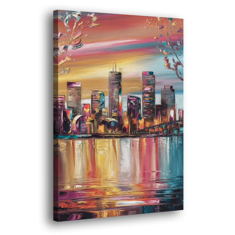 Boston Iconic Skyline Silhouette - Canvas Print Art Sides